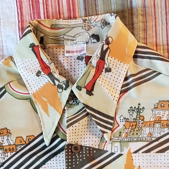 Vintage Mens Wrangler Polyester Shirt 16-16 1/2" - Picture 7 of 10